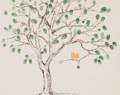Medium Cherry Blossom Design, The original hand-drawn guest book fingerprint tree (ink pads sold separately)