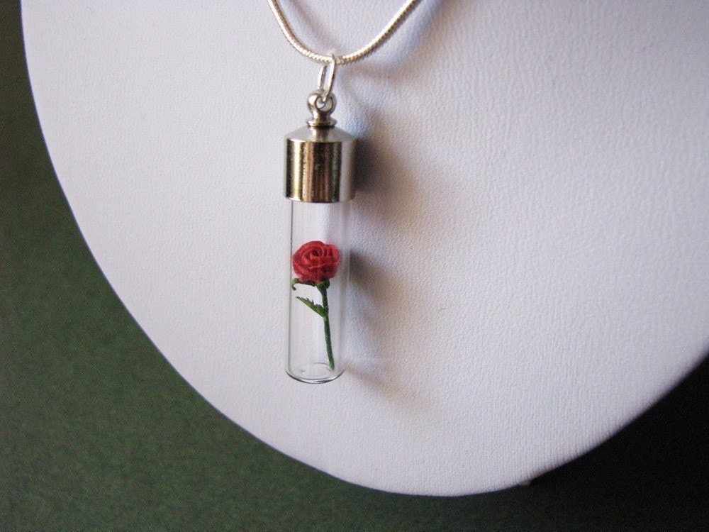 Micro Origami Rose Necklace - Belle - Origami Jewelry