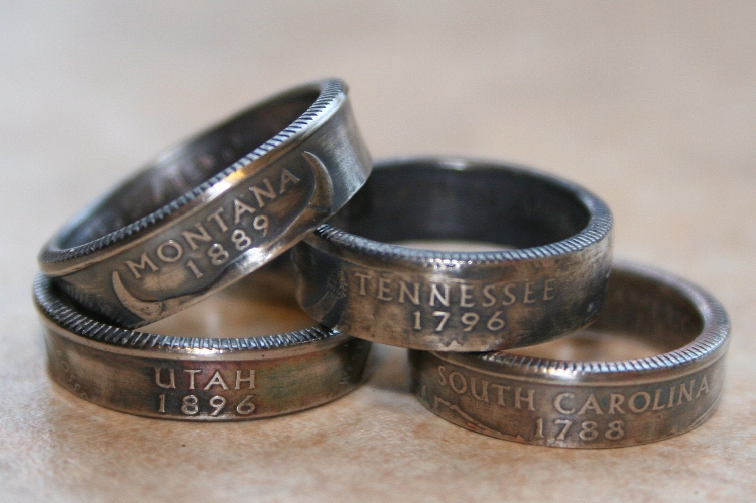 2008 Arizona State Quarter Coin Ring  U pick size jewelry by Custom Coin Rings