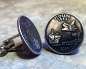 Florida State Quarter Cufflinks space shuttle Jewelry cuff links by Custom Coin Rings