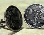 Custom Pennsylvania State Quarter Cufflinks by Custom Coin Rings
