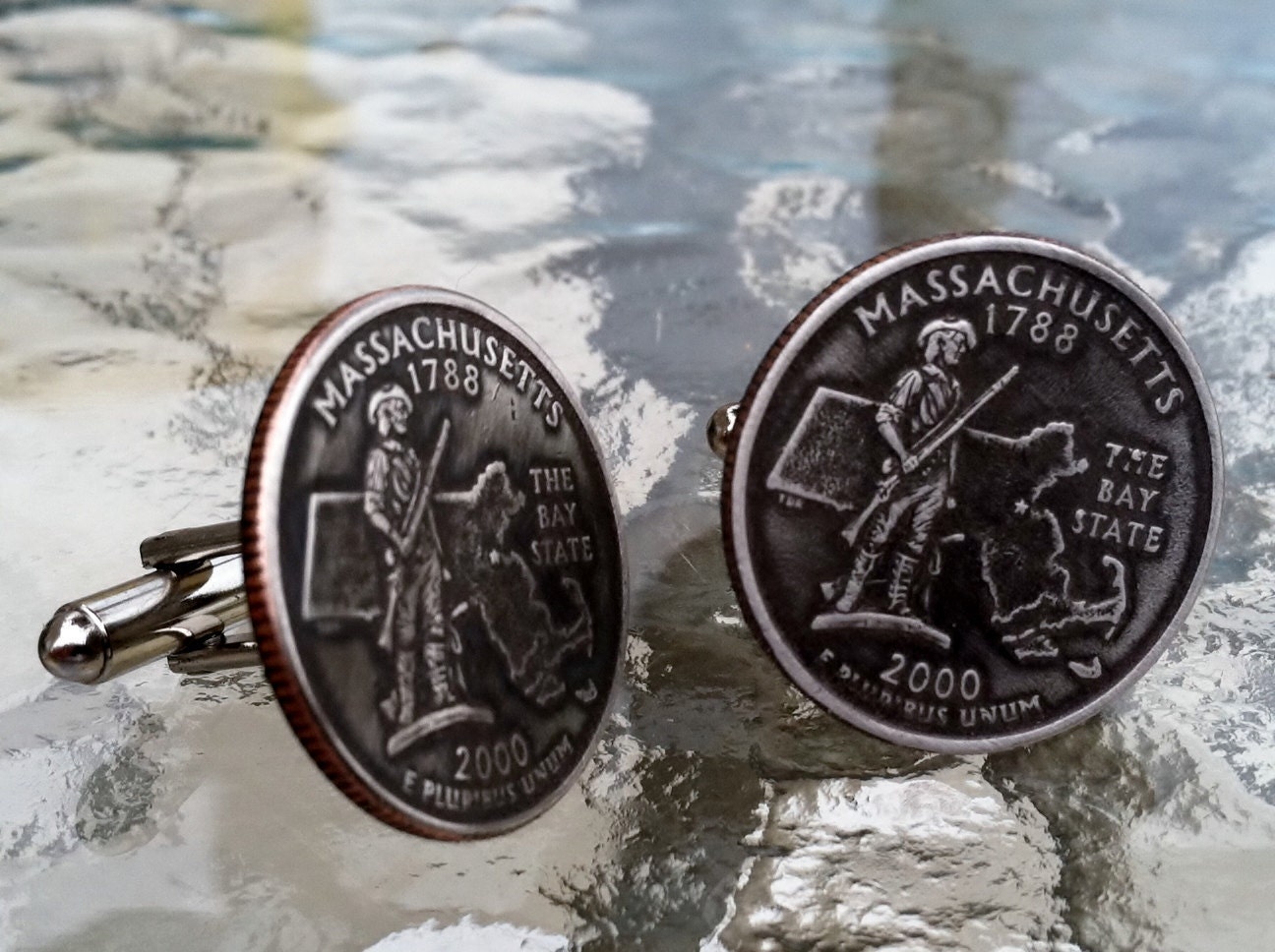 Custom Massachusetts State Quarter Cufflinks