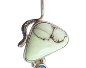 Citron Chrysoprase and Blue Topaz Pendant, Sterling Silver  pcitf1556