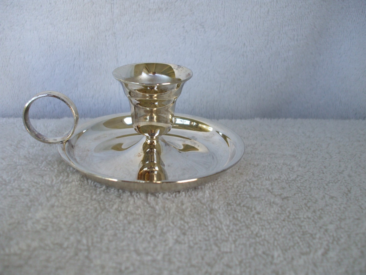Silver Plate Colonial Style Candle Holder by by OneVintageVagabond