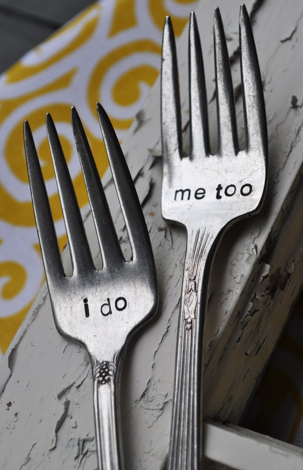 I do. Me too. Vintage Wedding Cake Fork Set Personalized with Your Wedding Date (Mismatched set)