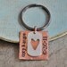 Personalized Wedding or Anniversary Hand Stamped Copper & Pewter Key Chain with Names and Date