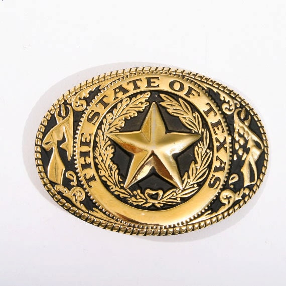 State of Texas Belt Buckle with State Seal by CarolsThreads