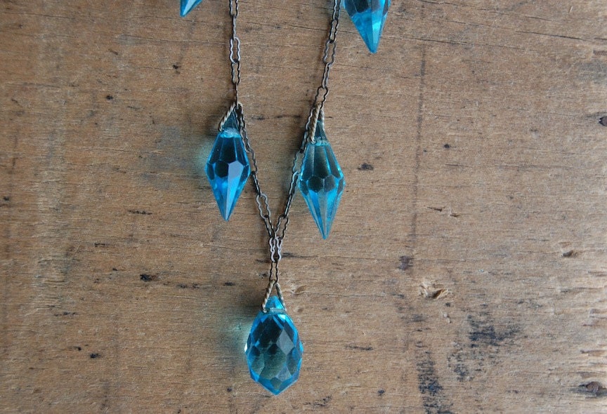 vintage crystal necklace / 1920s jewelry / WADING IN