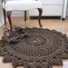 ROUND BEDROOM RUG Handmade Crochet Nylon Chocolate Brown Home Decor