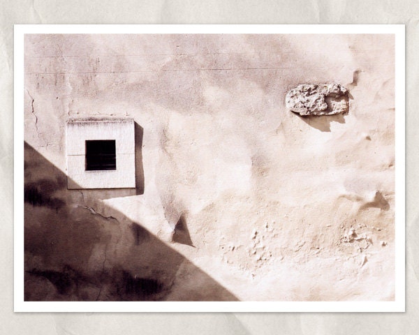 old wall photography, 8x10 print, square window, weathered, tea rose, cream, architecture, abstract, geometric, rustic, grunge, shabby