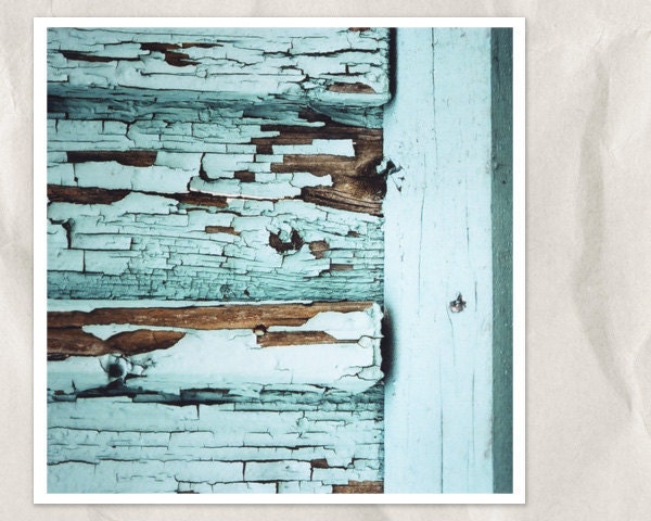 mint wooden wall, architectural, abstract photography, 8x8 print, peeling paint, reclaimed wood, cyan, turquoise, farm house