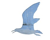 seagull silhouette art print, bird abstract photography, 11x14, architectural, animal art, minimal wall decor, blue, cyan, wood texture