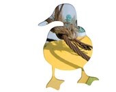 duck silhouette in yellow and blue, bird collage photography, 11x14 art print, duckling, nursery art, nautical decor, rustic, minimal