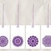 purple snowflake gift tag, set of 4, mandala, printable, diy, 8.5x11, winter, star, circle, white, warm, plum, christmas, holiday, byzantium