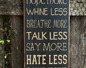 Fear Less Hope More, Subway Art, Word Art,Typography Pine Wall Sign