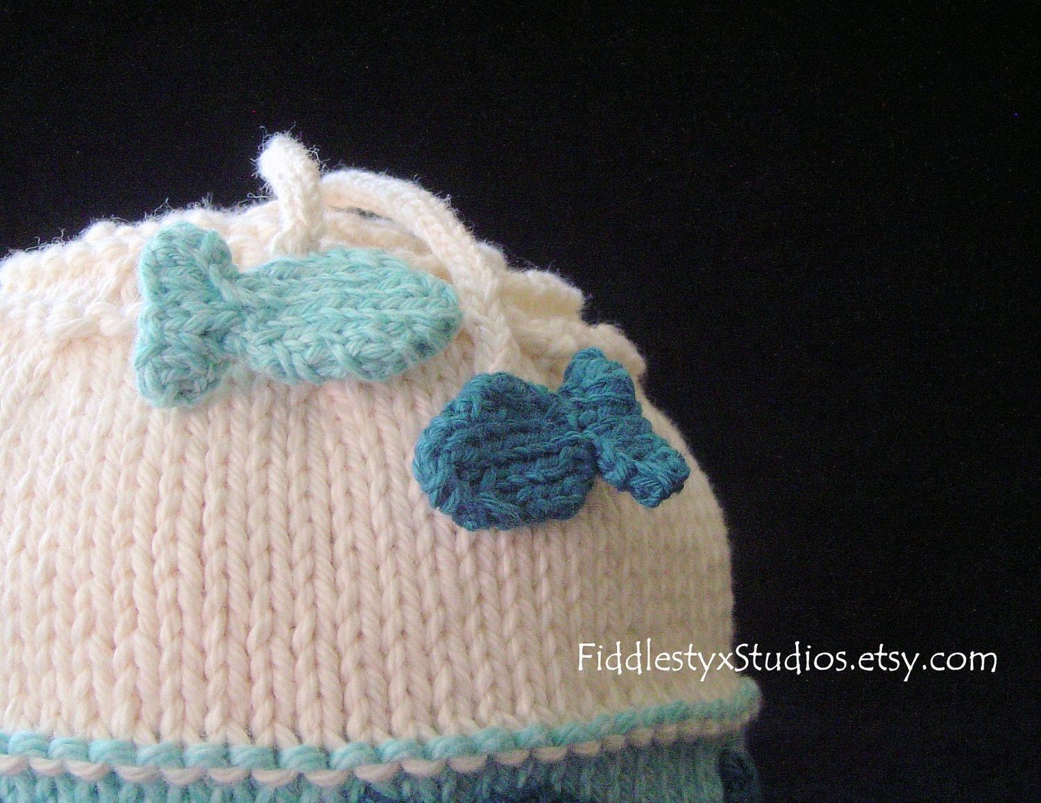 Baby Boy Hat - Hand Knit Hat - Aqua Hand Knitted Fish Hat (Newborn, Infant, Toddler, Child sizes) Summer Children Clothing Accessories
