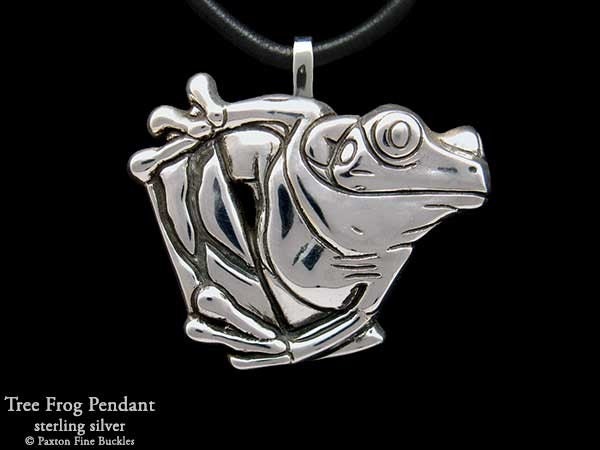 Tree Frog Pendant Necklace Sterling Silver