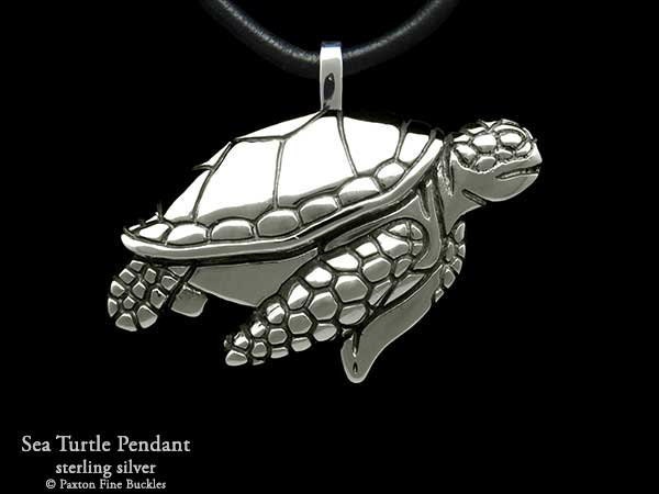 Sea Turtle Pendant Necklace Sterling Silver