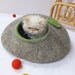 Cat house/Cat bed/Cat cave/Cat vessel. Handmade from natural wool. Grey/Green