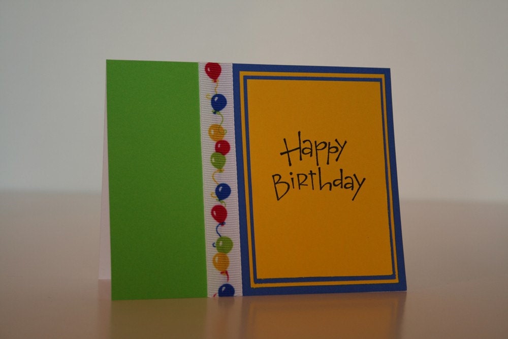 Birthday Card-  Balloon Ribbon