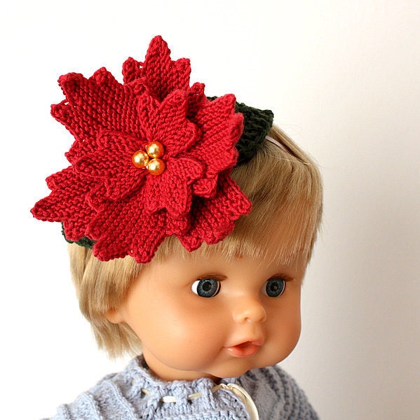 INSTANT DOWNLOAD - Knitting Pattern (pdf file) Christmas Flower - Headband/Brooch/ Hair Accessories