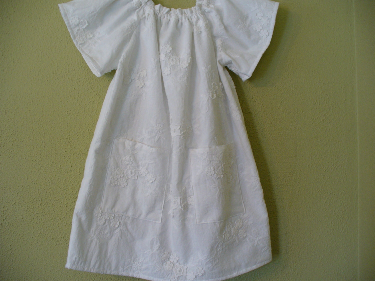 LAST ONE  White Lace Peasant Dress - Sizes 6MO - 8