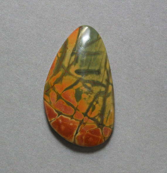RED CREEK JASPER cabochon 23X41mm freeform designer cab, lapidary, wirewrap, jewelry