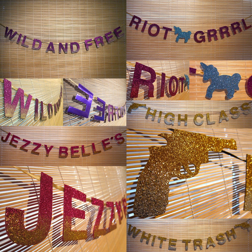 Custom Ombré Glitter Message Garland