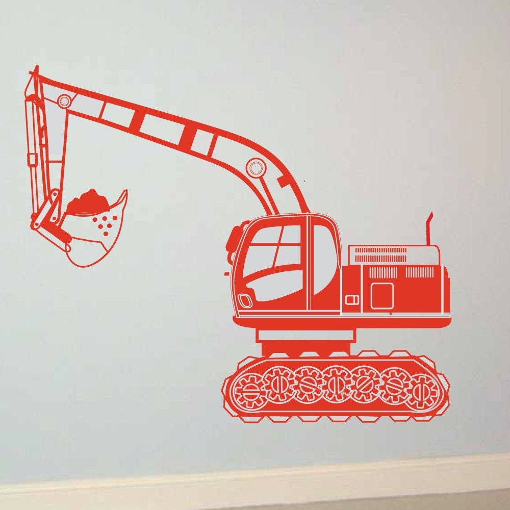 HUGE Excavator 52 X 43 Vinyl Wall Decal Graphic Sticker-kids-boys wall decor