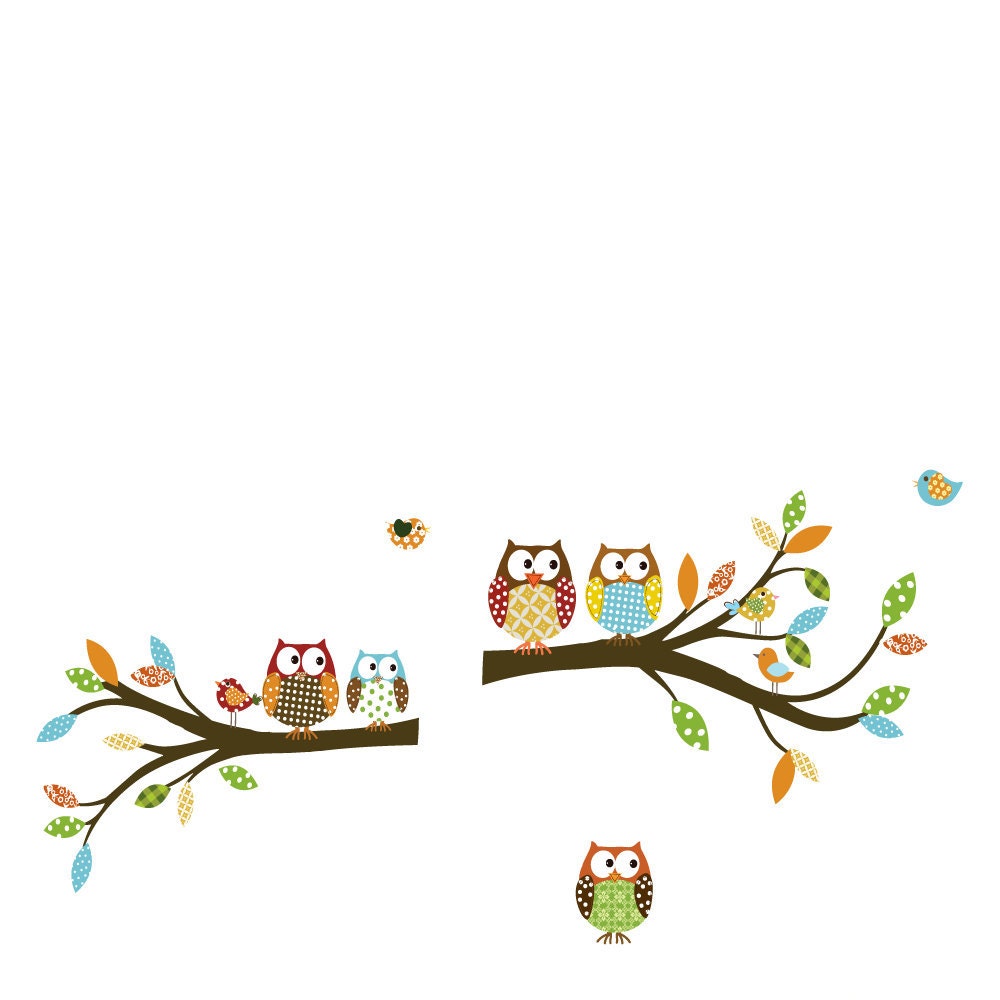 Custom Listing Vinyl Wall Sticker Decal  Owls Birds  Branch Set