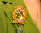 Delicate Dreamer Wing Original Art Pendant Cameo Brooch