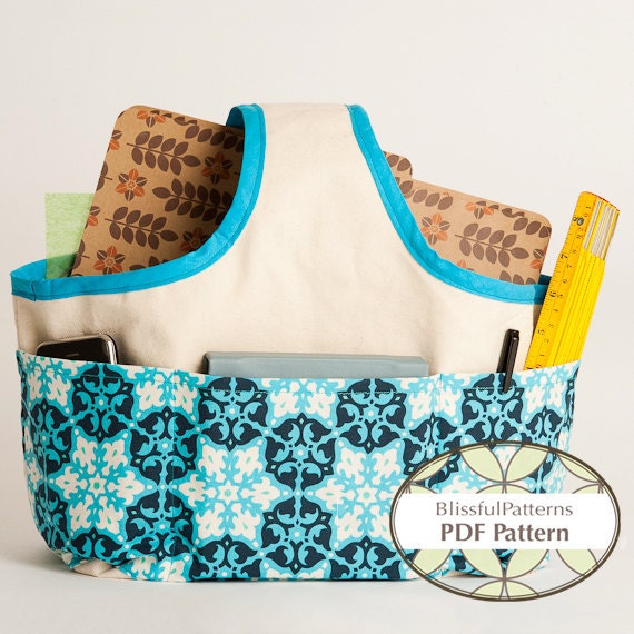 Easy to Sew Fabric Handle Basket PDF Sewing Pattern - two sizes - FREE Shipping - by BlissfulPatterns