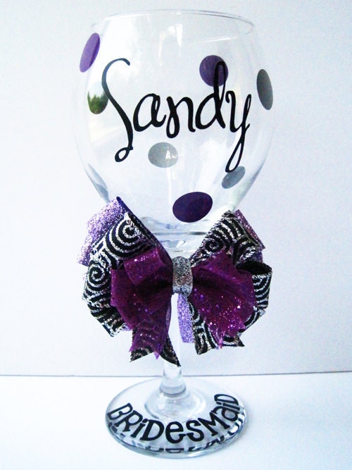 Custom Bridal Wedding Shower Bachelorette Personalized Bridesmaid Groom Groomsman Marriage Wine Glass