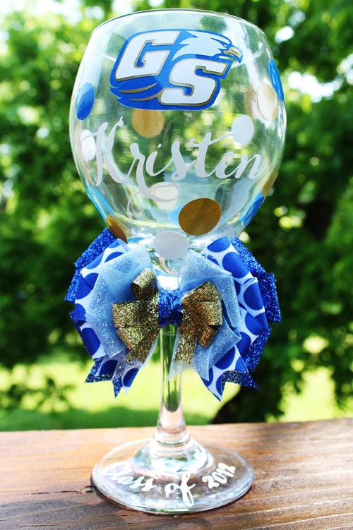 GSU Georgia Southern University Eagles Personalized Name Graduation Class of 2012 College High School Wine Glass