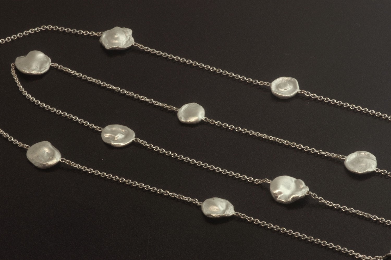 Argentium Sterling Silver Watercast Long Necklace