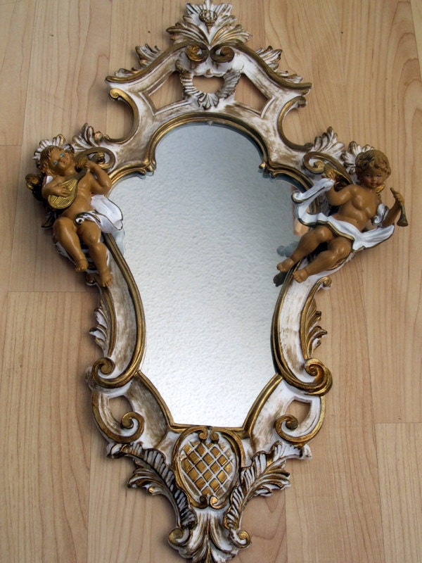 Vintage Angel Wall Mirror...Sweet and Kitschy...Made in Italy