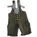 girls green linen salopettes. japanese inspired. size 18-24mths