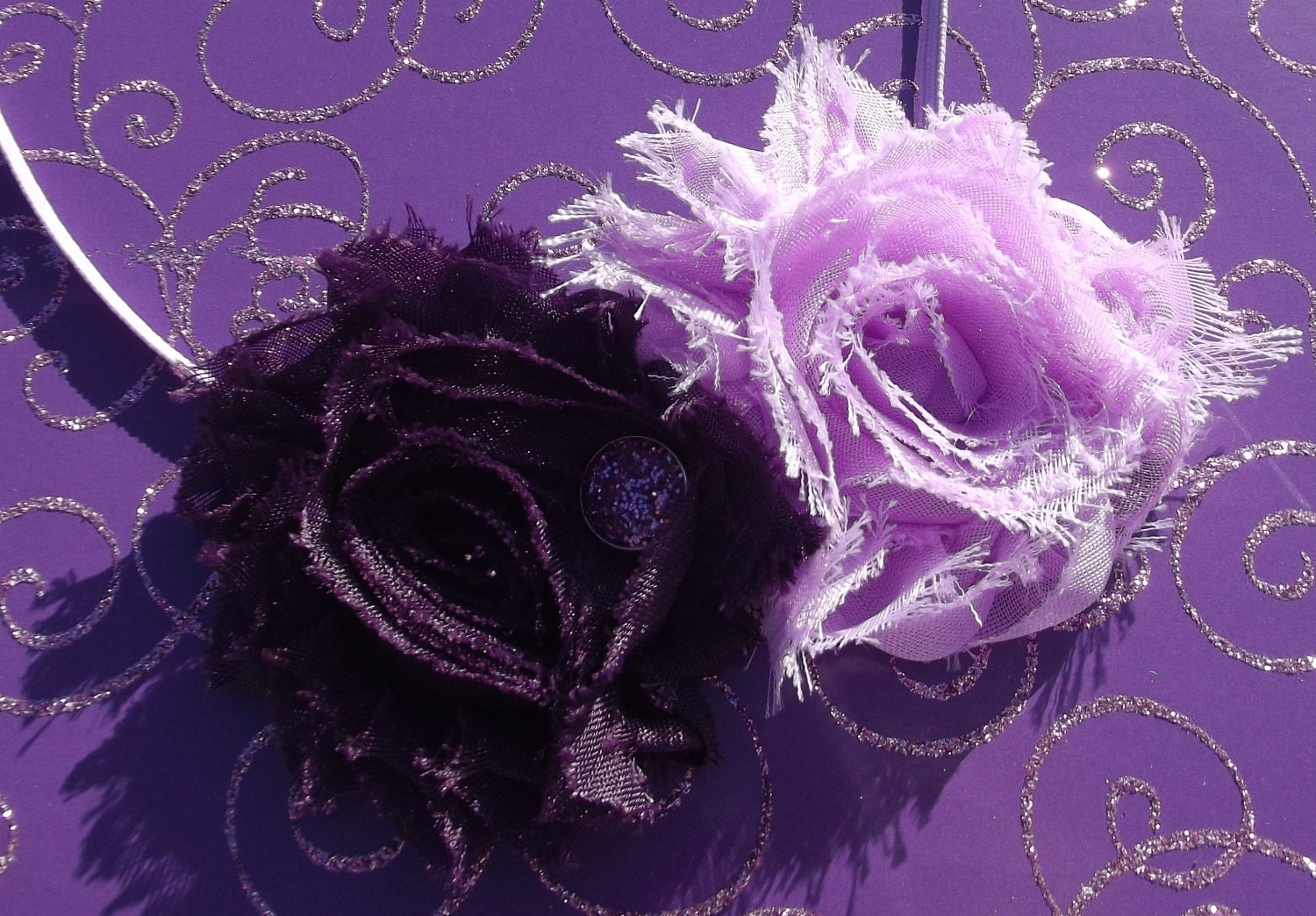 Plum Purple Lavender Shabby Chic Vintage Style Flower Baby Headband - Newborn Headband - Infant - Toddler - Girl - Adult - Photo Prop