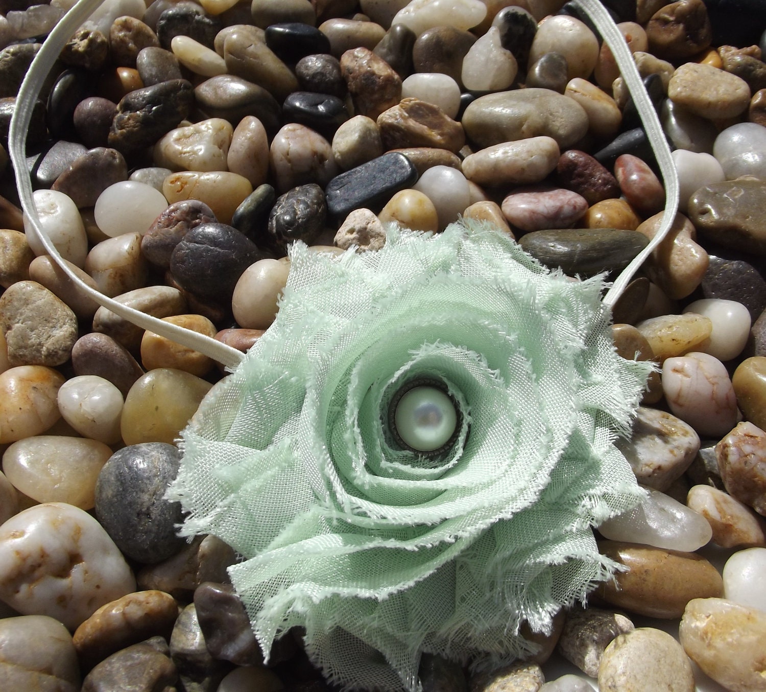 Mint Green Baby Headband Shabby Chic Vintage Style Green Flower Headband - Infant Baby Headband - Headband -  Toddler - Girl - Photo Prop