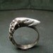 Borzoi / Greyhound sterling silver ring with diamond eyes