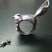 Cat Poison ring Sterling Silver and diamond eyes with mouse.
