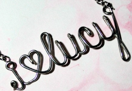 Memorial Day Weekend Sale i love lucy necklace - silver wire word phrase classic tv comedy jewelry