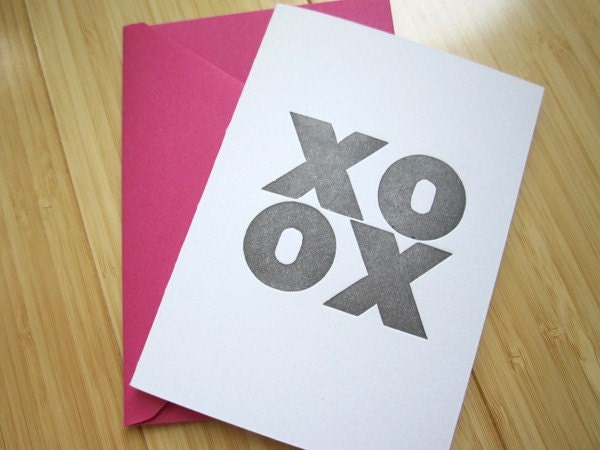 XOXO Woodtype Cards - set of 5