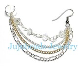 Crystal Silver Gold Single Chain Ear Cuff