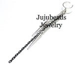 Black and Silver Spikes Ear Cuff Dangle