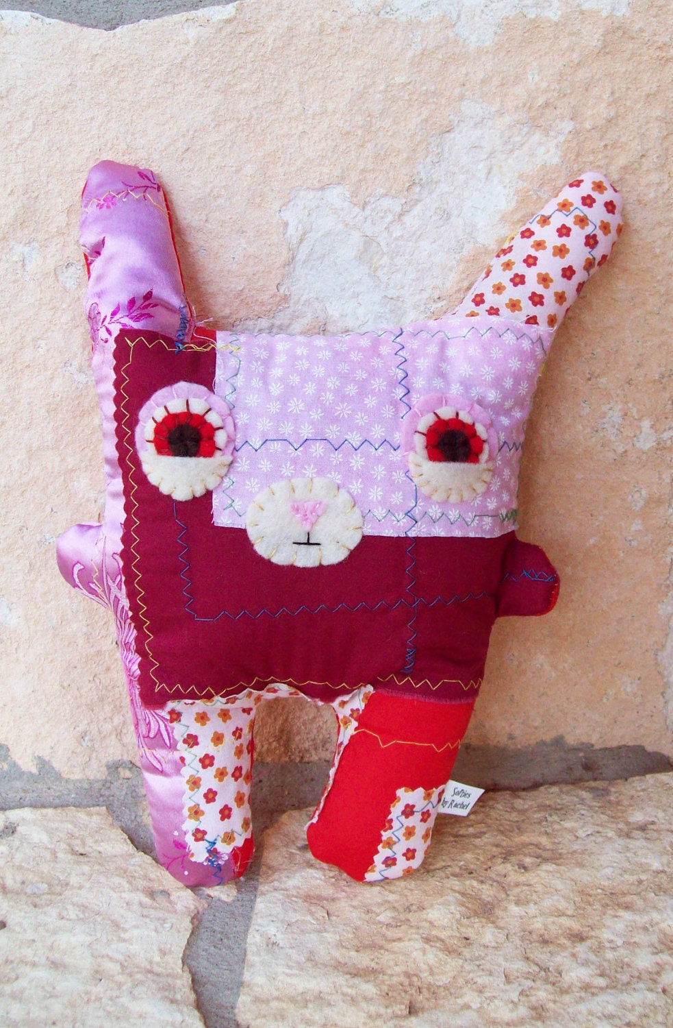 Red scrap bunny rabbit plush