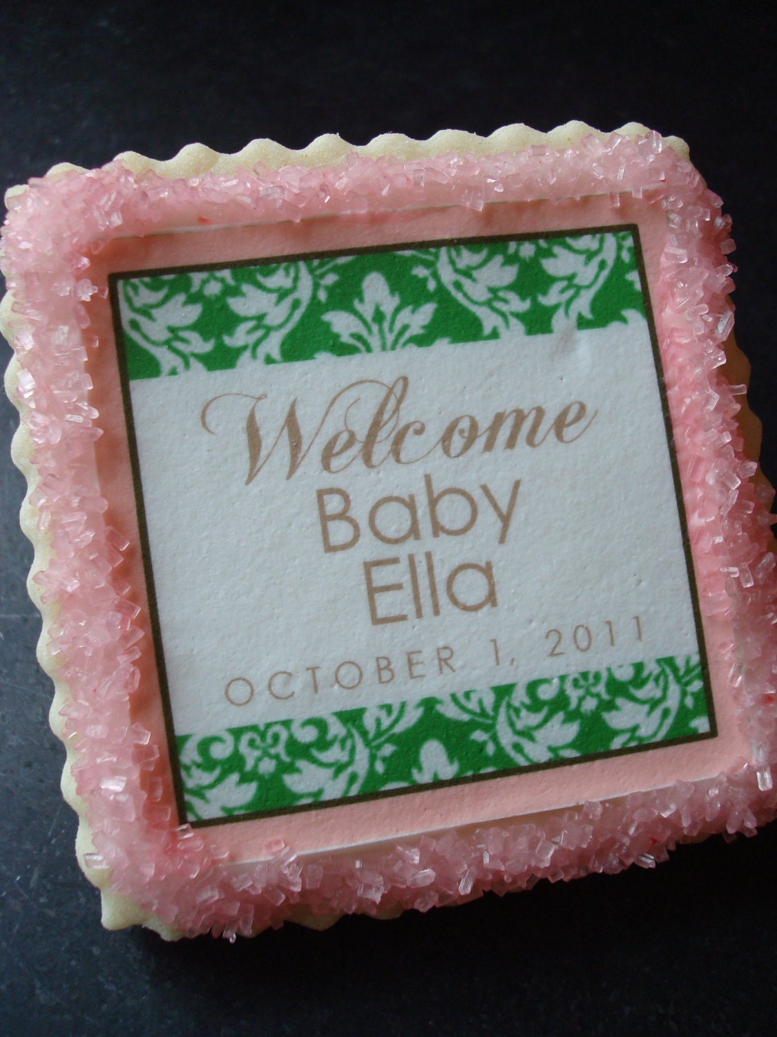 Damask Baby Shower Bridal Shortbread Cookie Favors