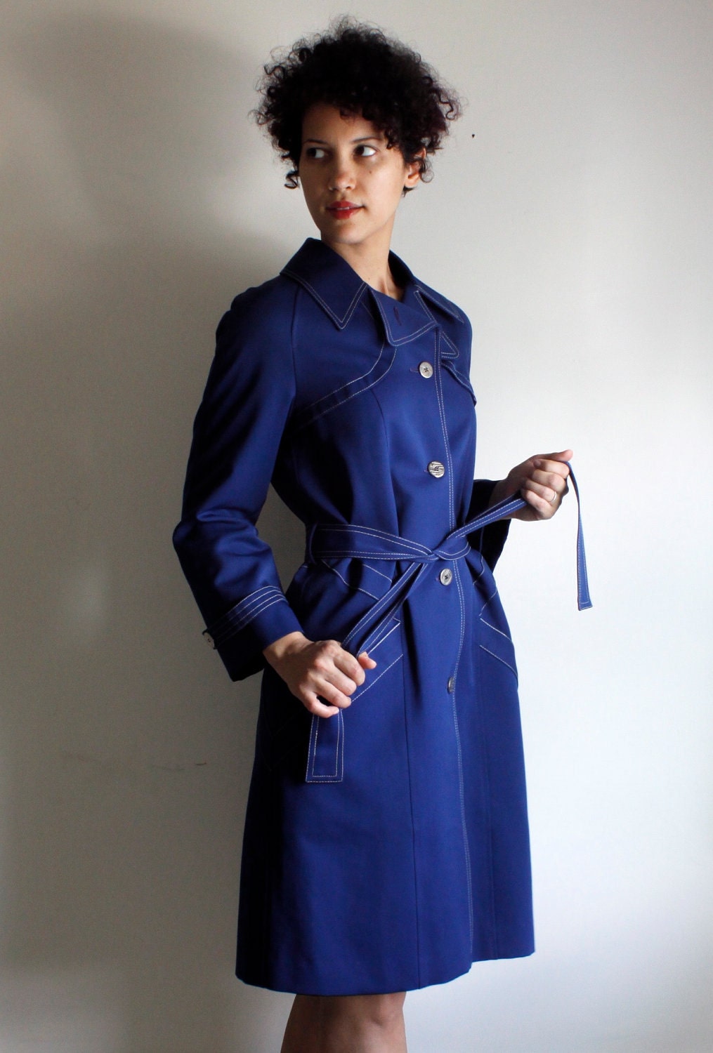 vintage 1970's famous blue raincoat by mydrawingnumberone on Etsy