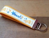 Blue and Gold Cheerleader Cheer  Key Fob Wristlet - Key Chain - Additional Colors Available - Please see item description