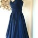 Mavericks Navy Blue Brushed Satin Convertible Wrap dress- Last of Fabric